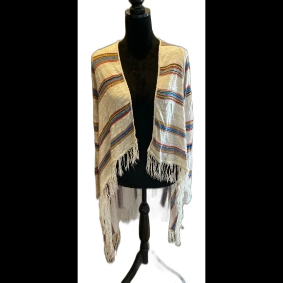 Sweet N Sinful Cardigan Striped Lightweight Distressed Southwest Look Sz Small - Picture 1 of 11
